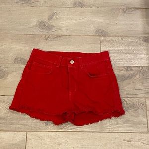 Brandy Melville Red Denim Shorts